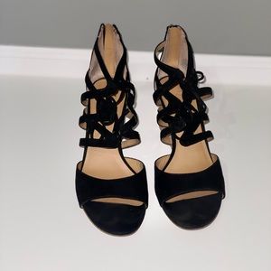 Black Wedge Platform High Heel Sandals
